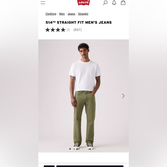 Levi's Men's Straight 514 Jeans 32x34 in Olive - Picture 4 of 4